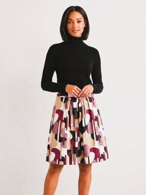 Mexx Purple and Tan Viscose Patterned Skirt